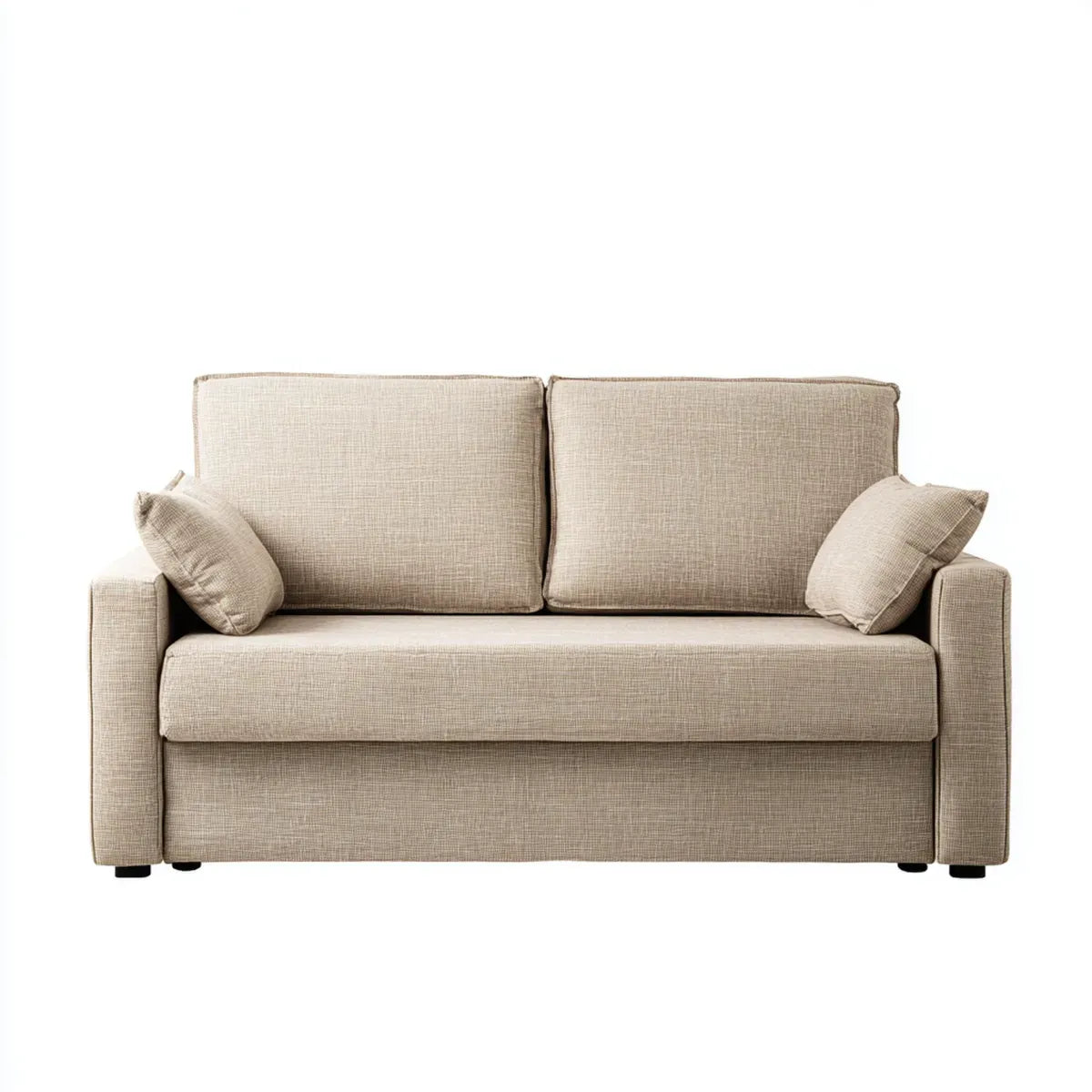 Canapé droit 2 places beige en polyester avec 2 coussins 160 x 85 x 85 cm