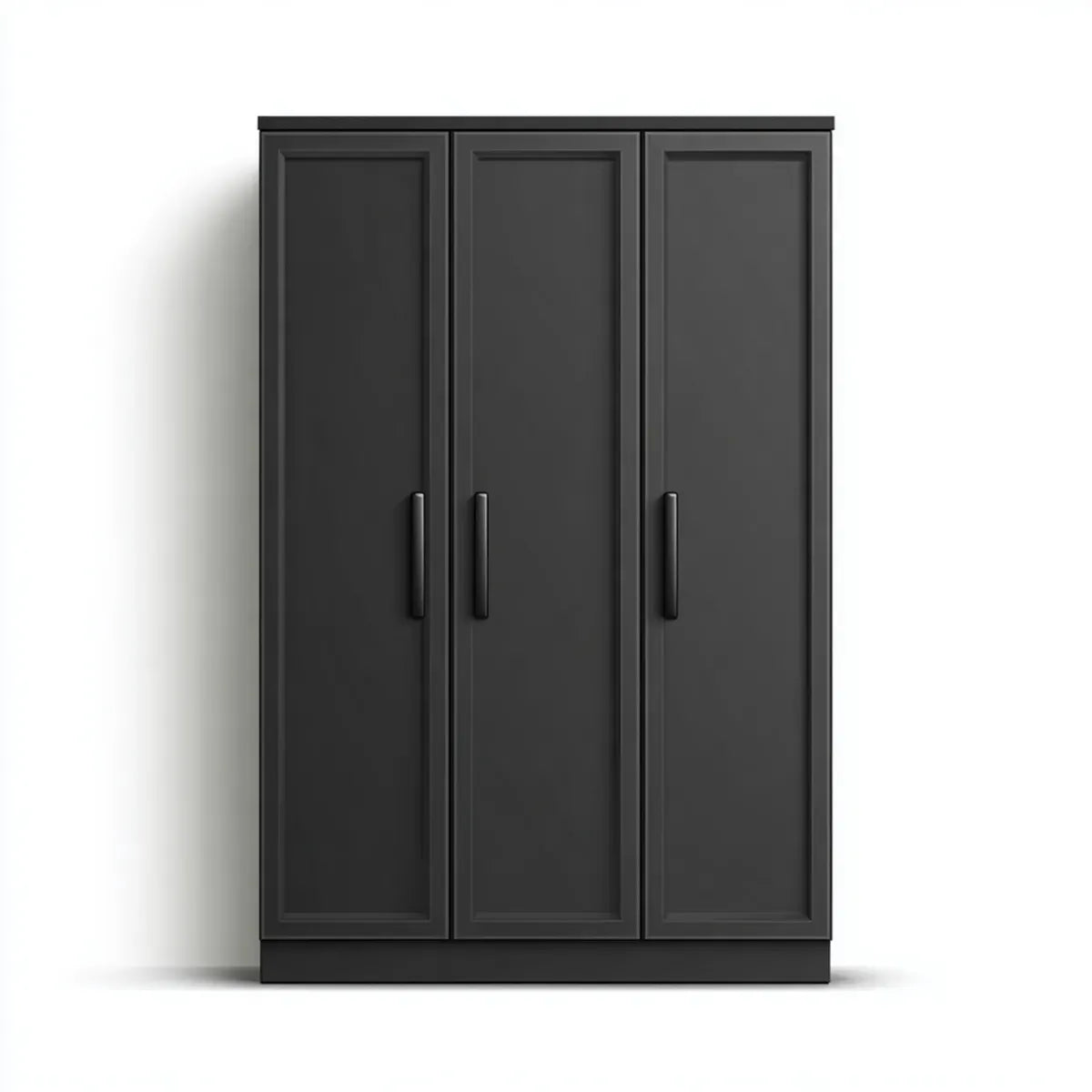 Armoire de chambre 3 portes noire 120 x 52 x 180 cm en panneaux de particules rectangulaire