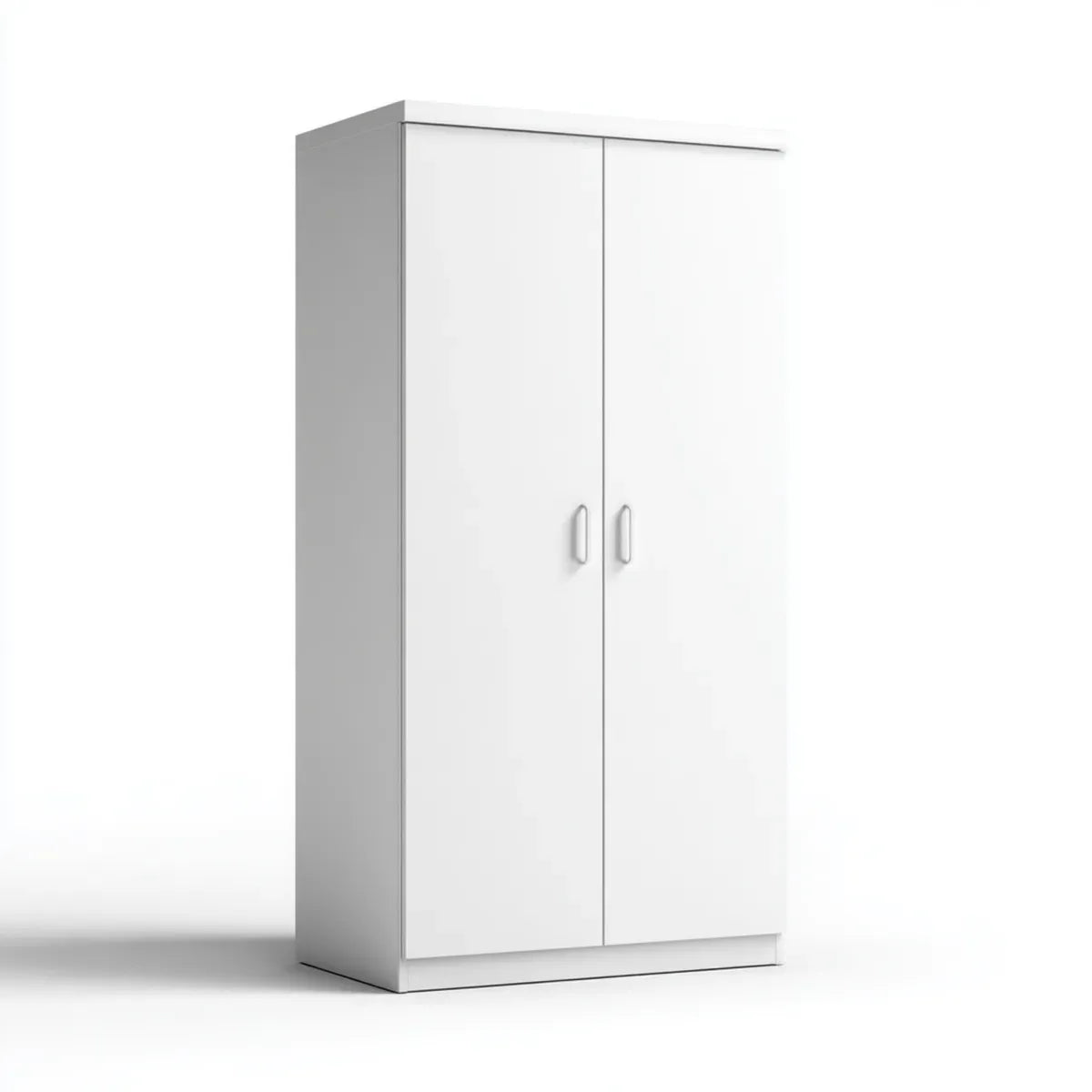 Armoire de chambre 2 portes blanche 80 x 50 x 180 cm en panneaux de particules rectangulaire