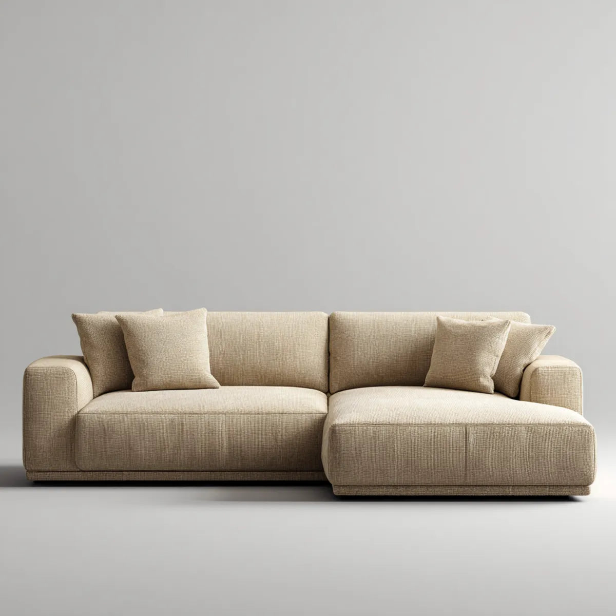 Canapé d'angle avec méridienne beige en polyester 280 x 165 x 85 cm