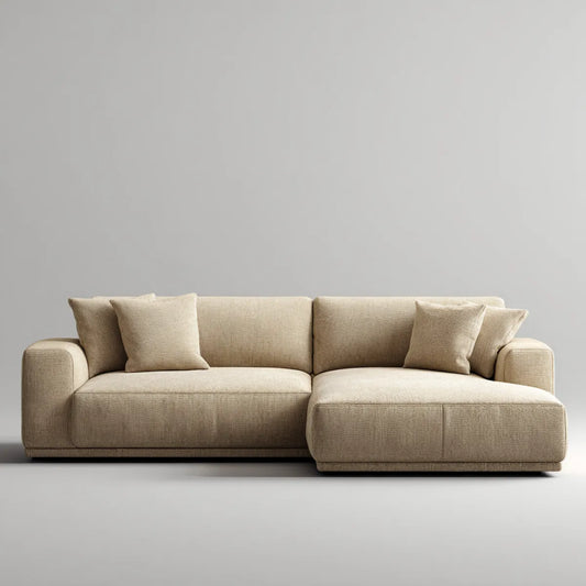 Canapé d'angle avec méridienne beige en polyester 280 x 165 x 85 cm