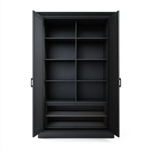 Armoire de rangement à 2 portes noire en acier 100 x 40 x 200 cm