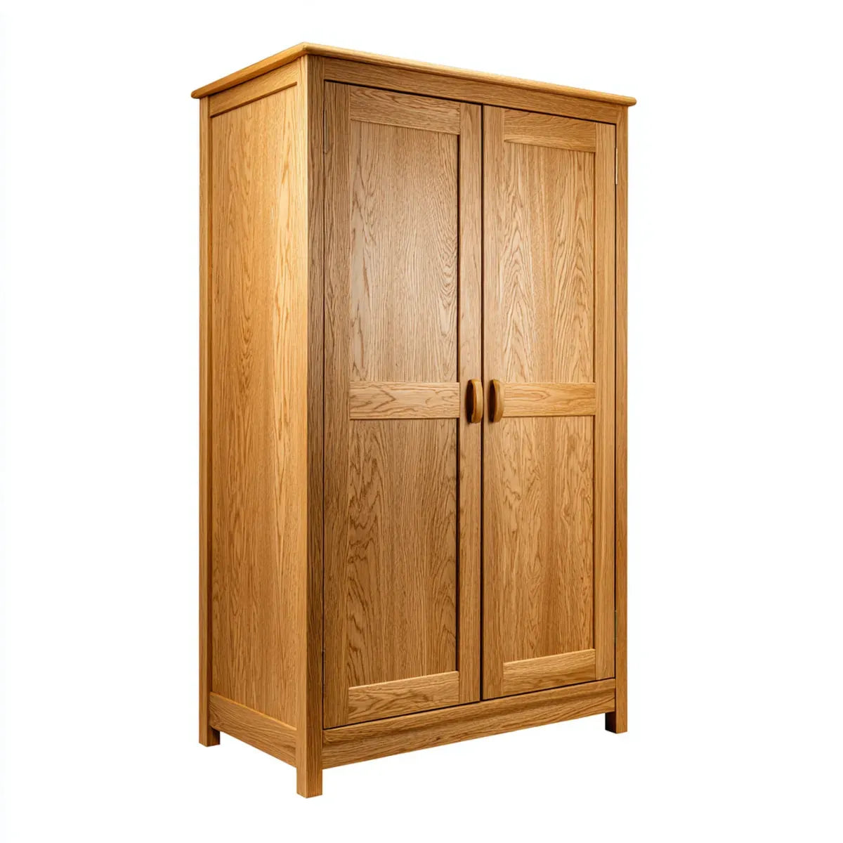 Armoire de chambre à 2 portes en chêne massif naturel rectangulaire 100 x 55 x 190 cm