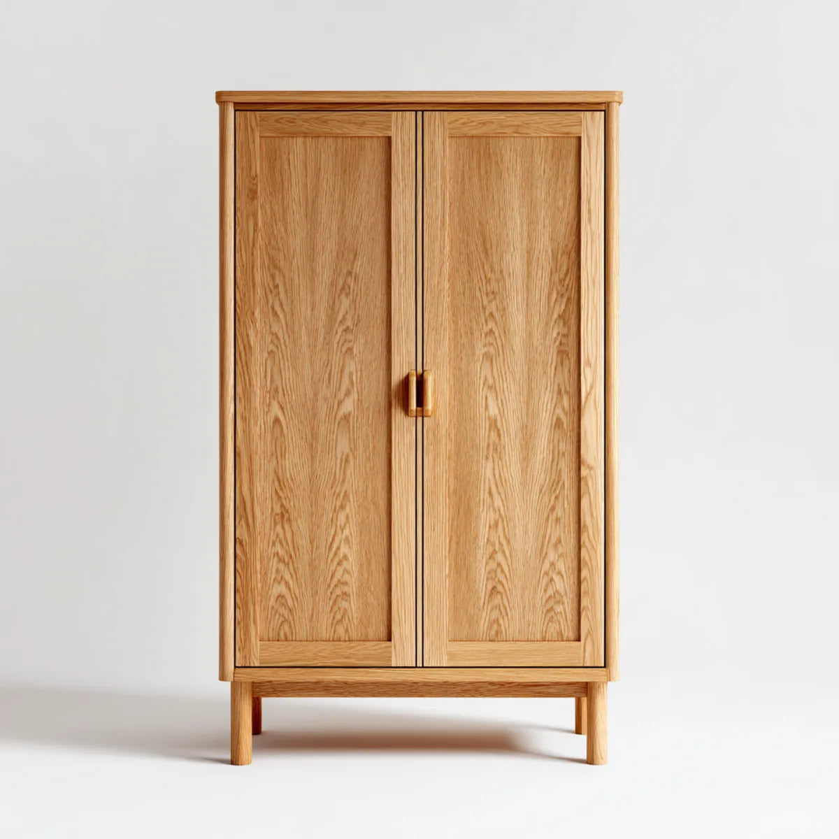 Armoire de chambre 2 portes en chêne massif naturel rectangulaire 100 x 55 x 190 cm