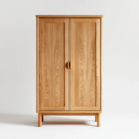 Armoire de chambre 2 portes en chêne massif naturel rectangulaire 100 x 55 x 190 cm