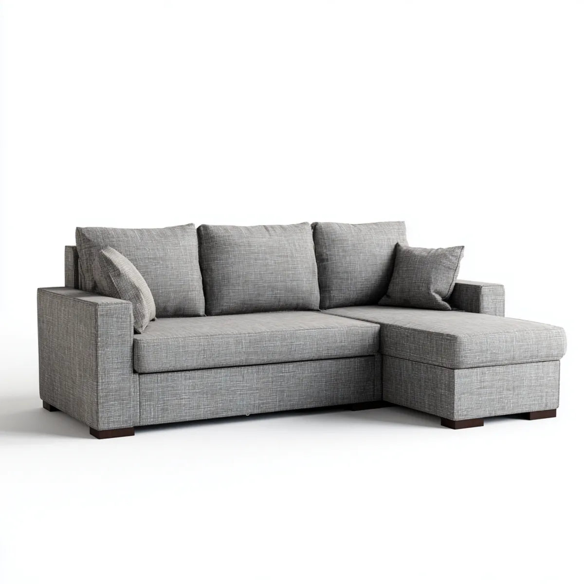Canapé d’angle droit 3 places gris en polyester 250 x 160 x 85 cm